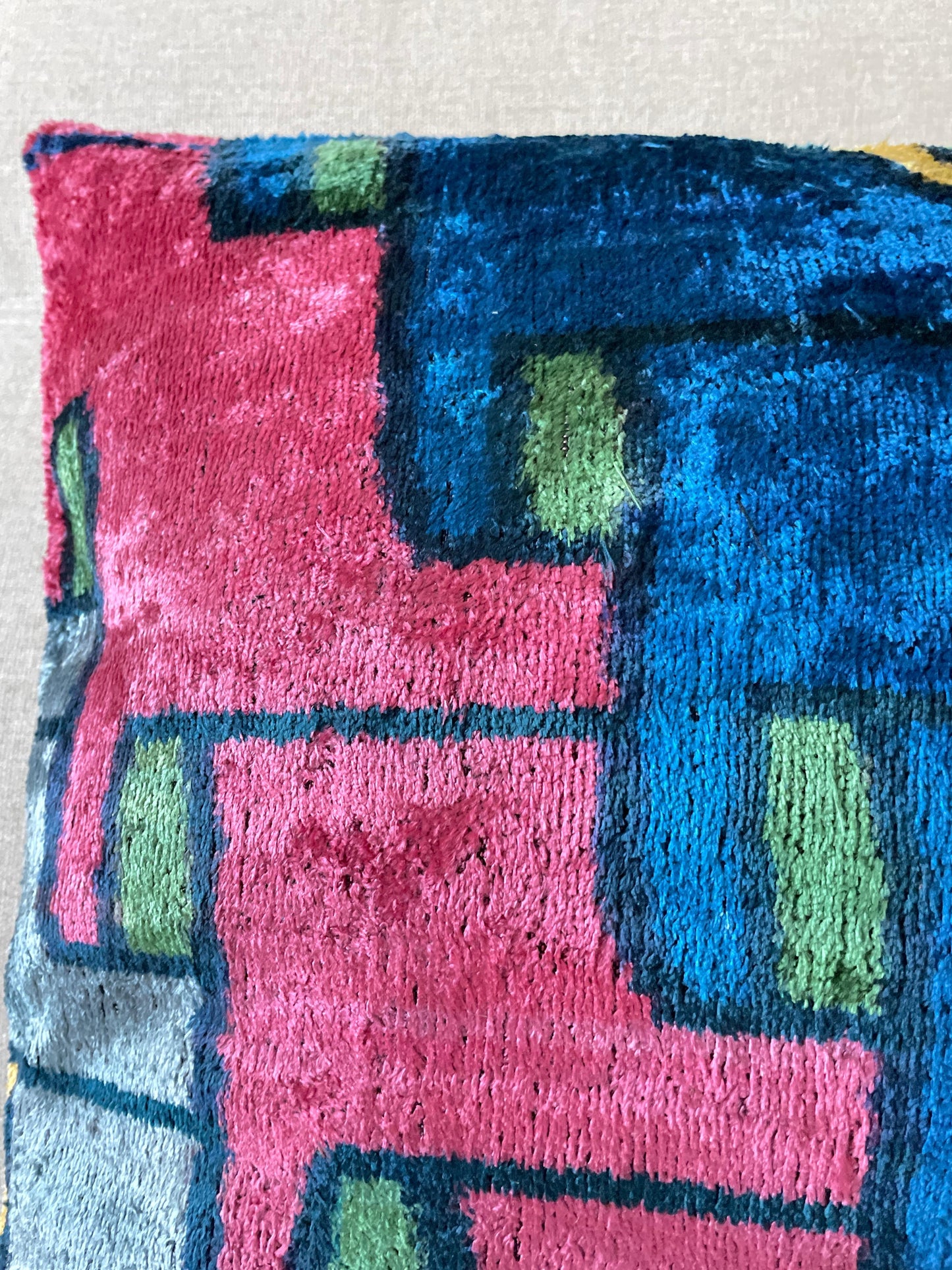 Ikat Velvet silk cushion 40x40cm.