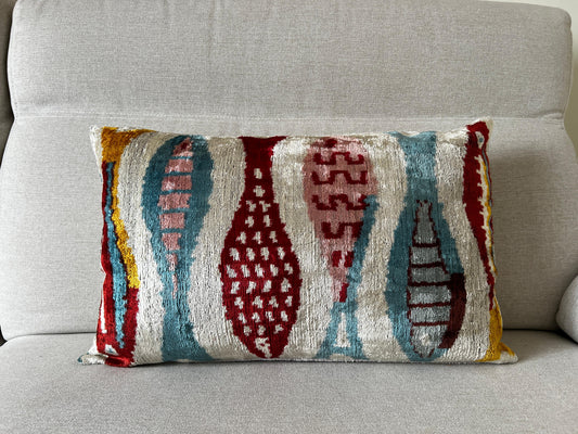 Ikat velvet cushion Hand made (40x60cm)