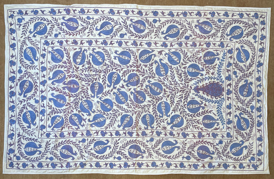 Suzani Hand Embroidered Silk bed cover.