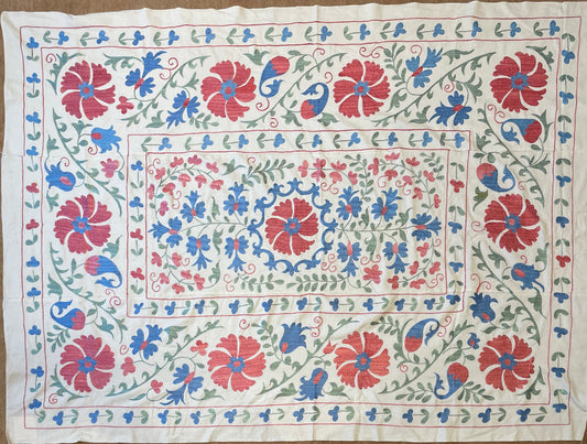 Suzani Hand Embroidered Silk bed cover.