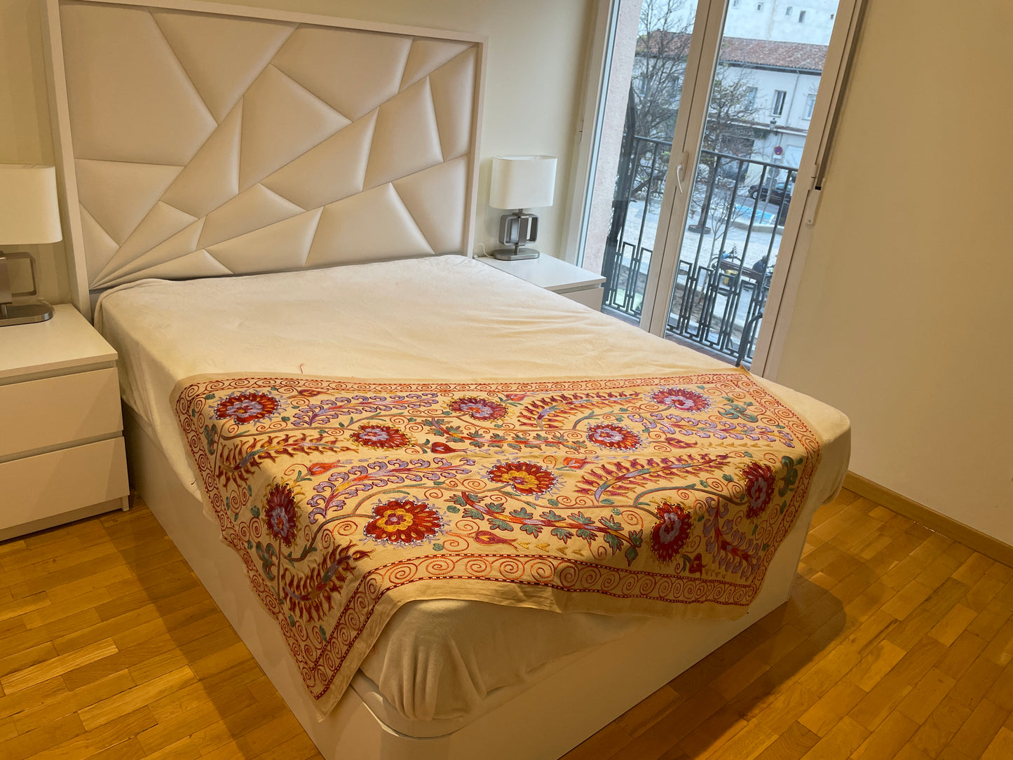 Suzani Hand Embroidered Silk bed cover.