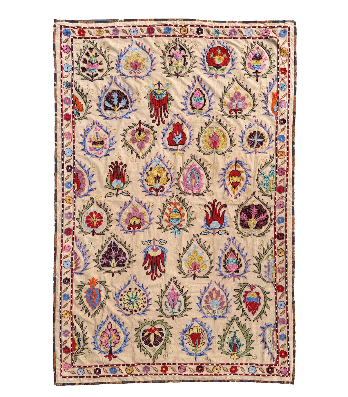 Vintage Silk Suzani Hand Embroidered