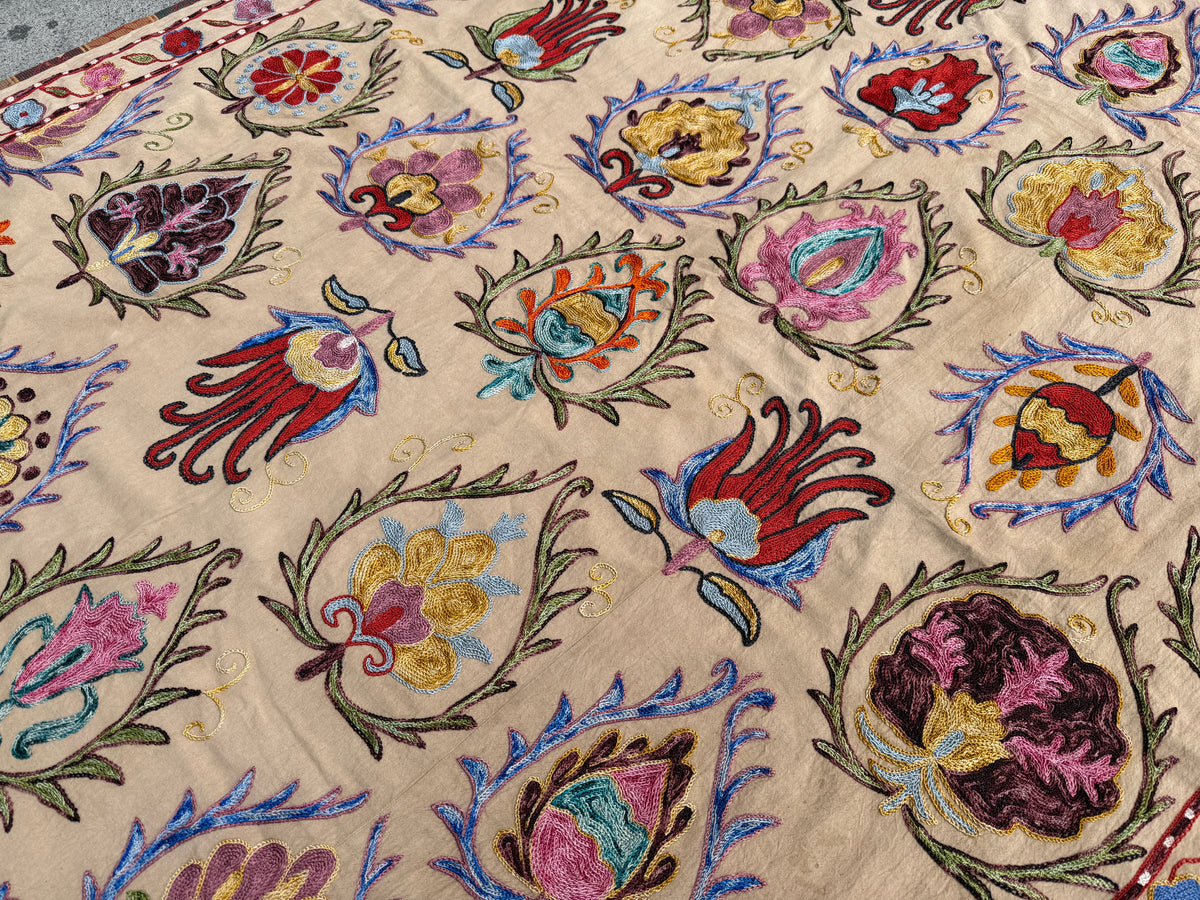 Vintage Silk Suzani Hand Embroidered
