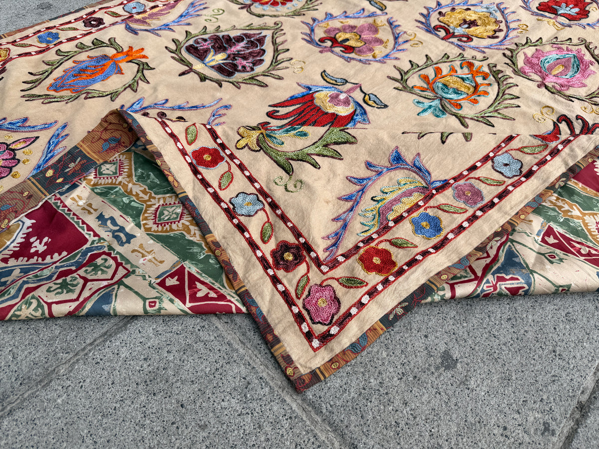 Vintage Silk Suzani Hand Embroidered
