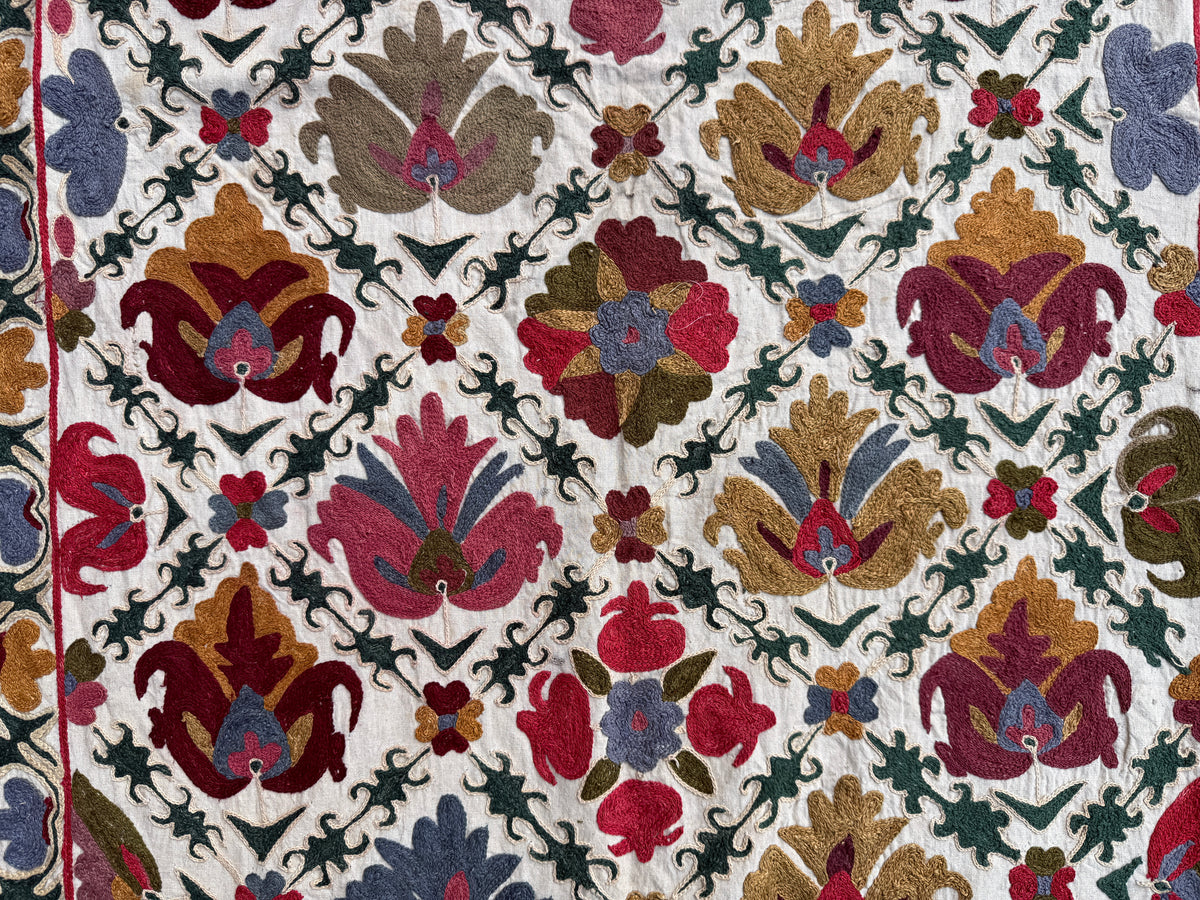 Vintage Silk Suzani Hand Embroidered