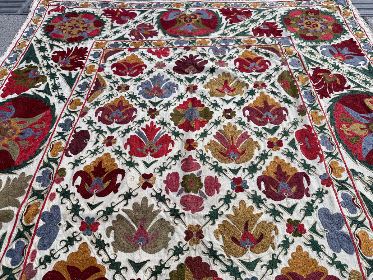 Vintage Silk Suzani Hand Embroidered