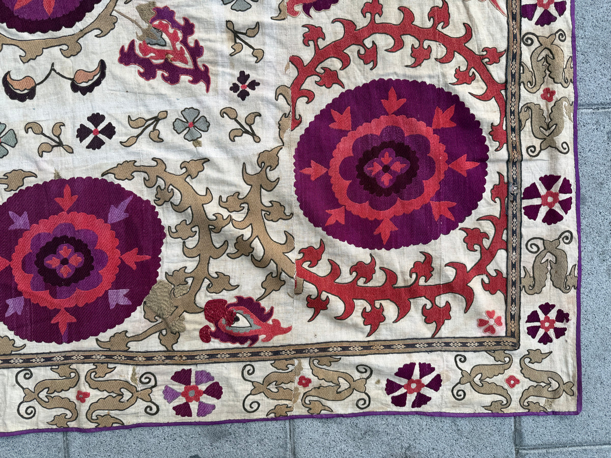 Vintage Silk Suzani Hand Embroidered