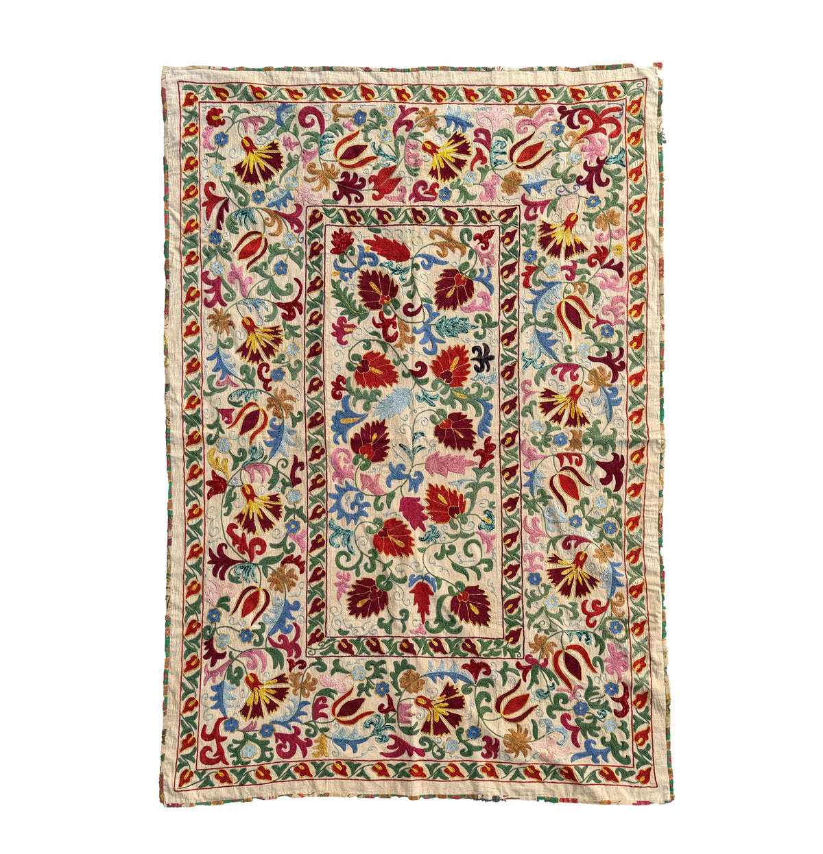 Vintage Silk Suzani Hand Embroidered