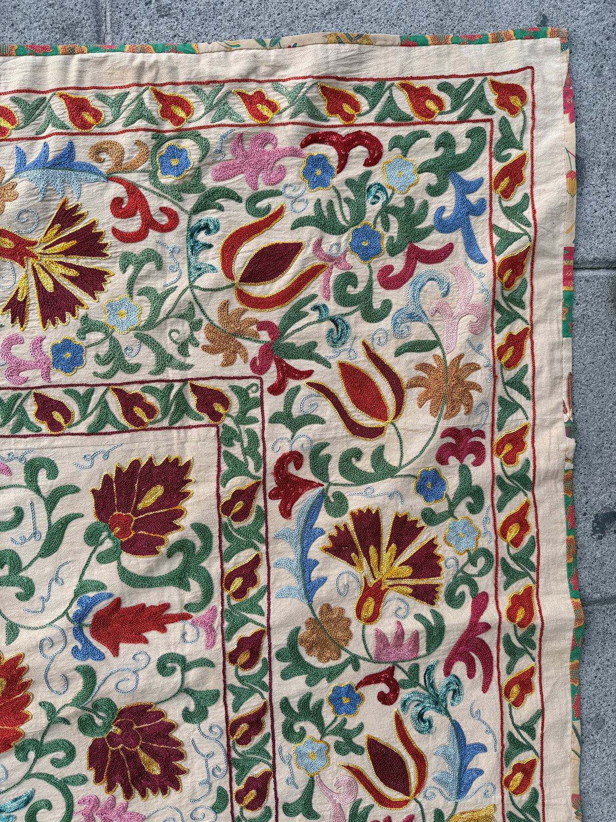 Vintage Silk Suzani Hand Embroidered