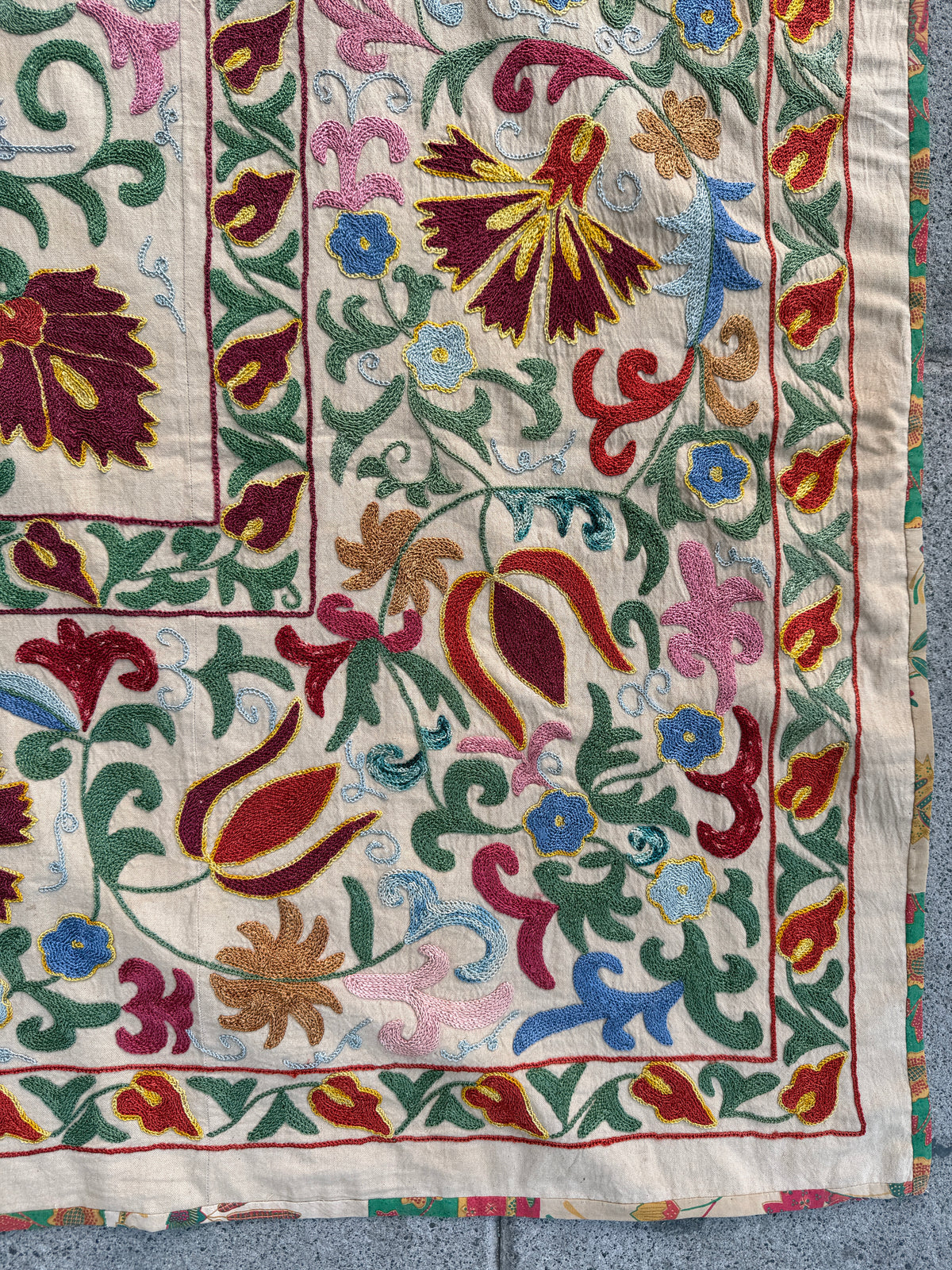 Vintage Silk Suzani Hand Embroidered
