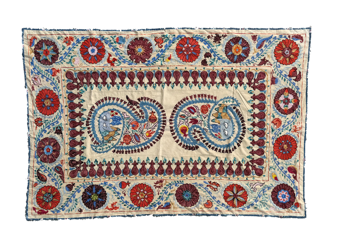 Vintage Silk Suzani Hand Embroidered