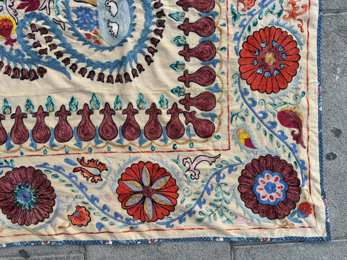 Vintage Silk Suzani Hand Embroidered