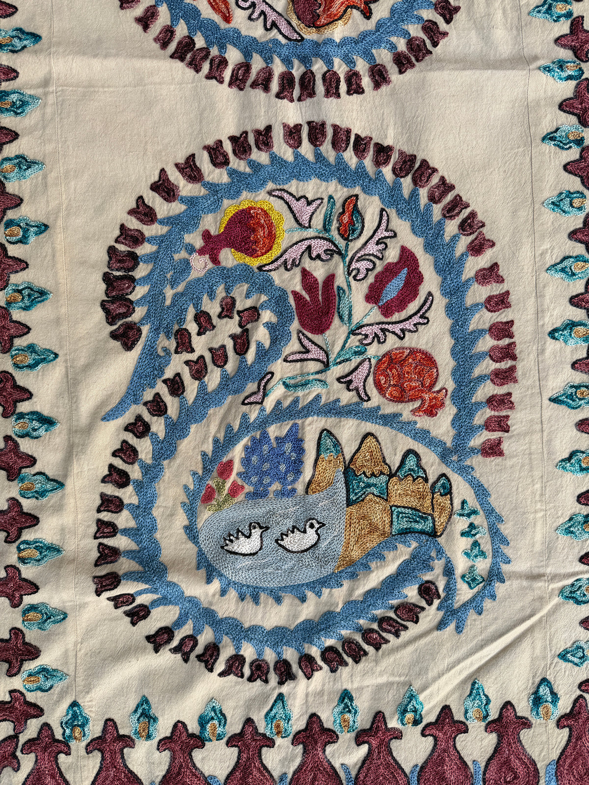 Vintage Silk Suzani Hand Embroidered