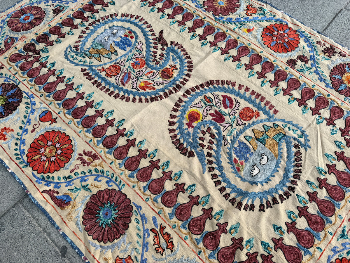 Vintage Silk Suzani Hand Embroidered