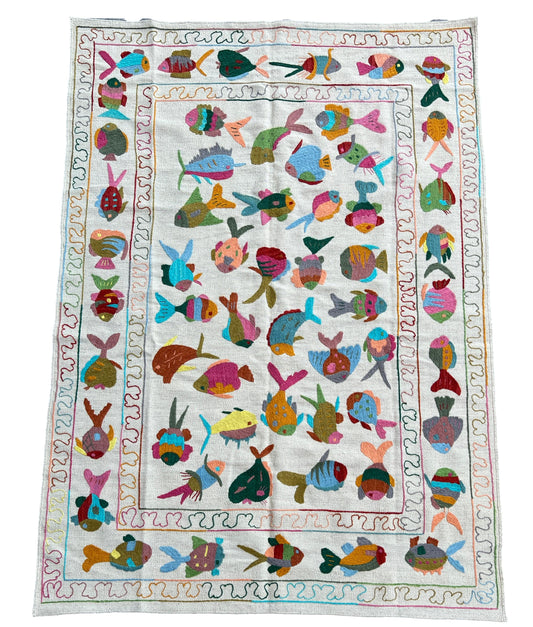 Suzani Vintage Embroidered Kilim