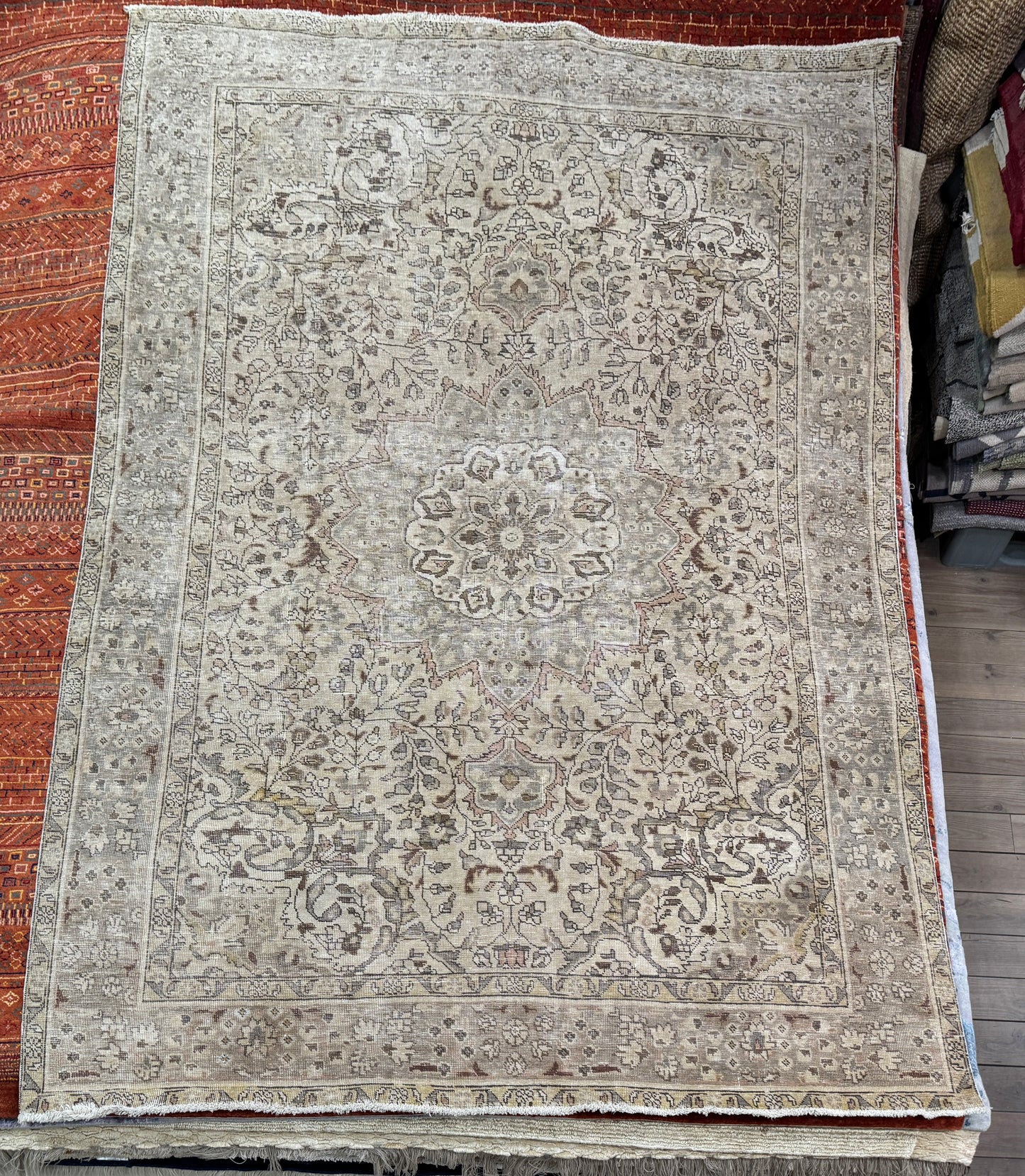 Overdyed Vintage Hand knotted Rug 285x205cm.