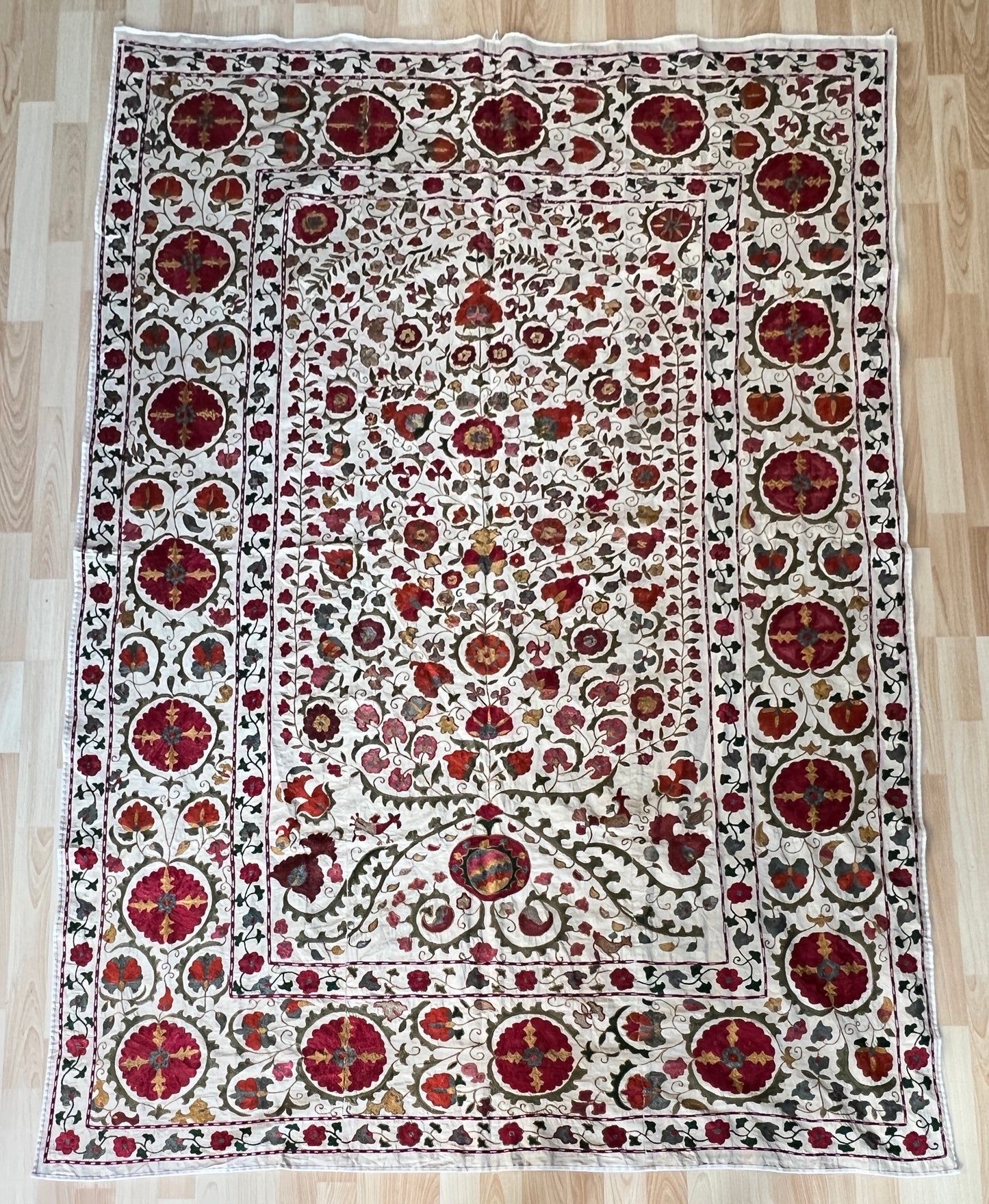 Suzani Antique Hand Embroidered Silk