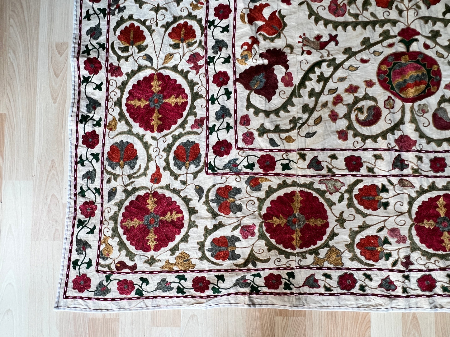 Suzani Antique Hand Embroidered Silk