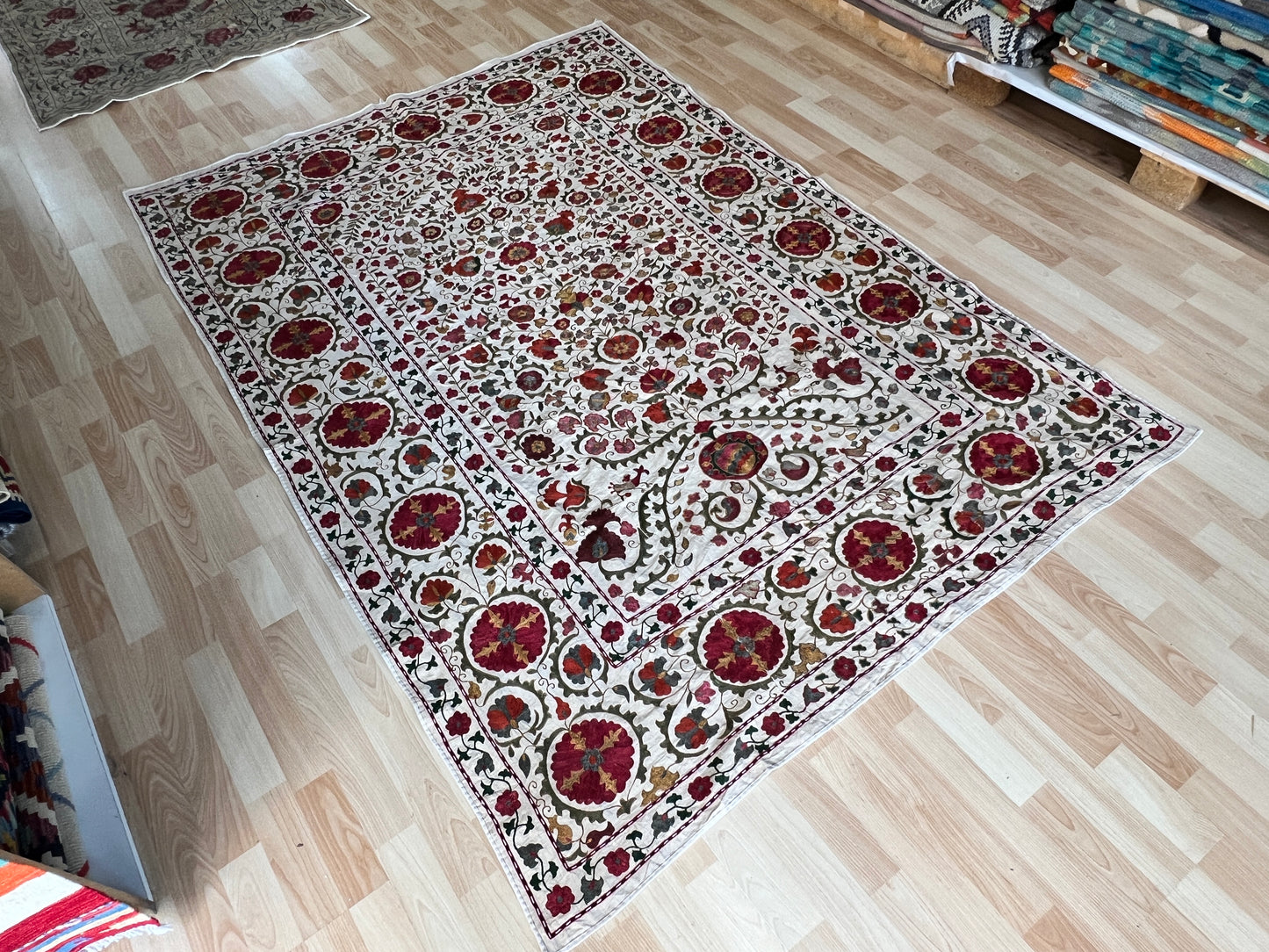 Suzani Antique Hand Embroidered Silk