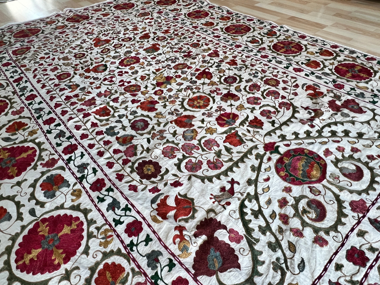 Suzani Antique Hand Embroidered Silk