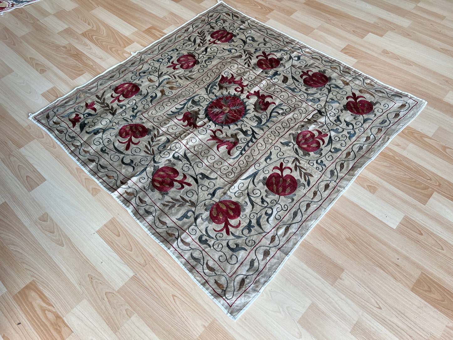 Suzani Antique Hand Embroidered Silk