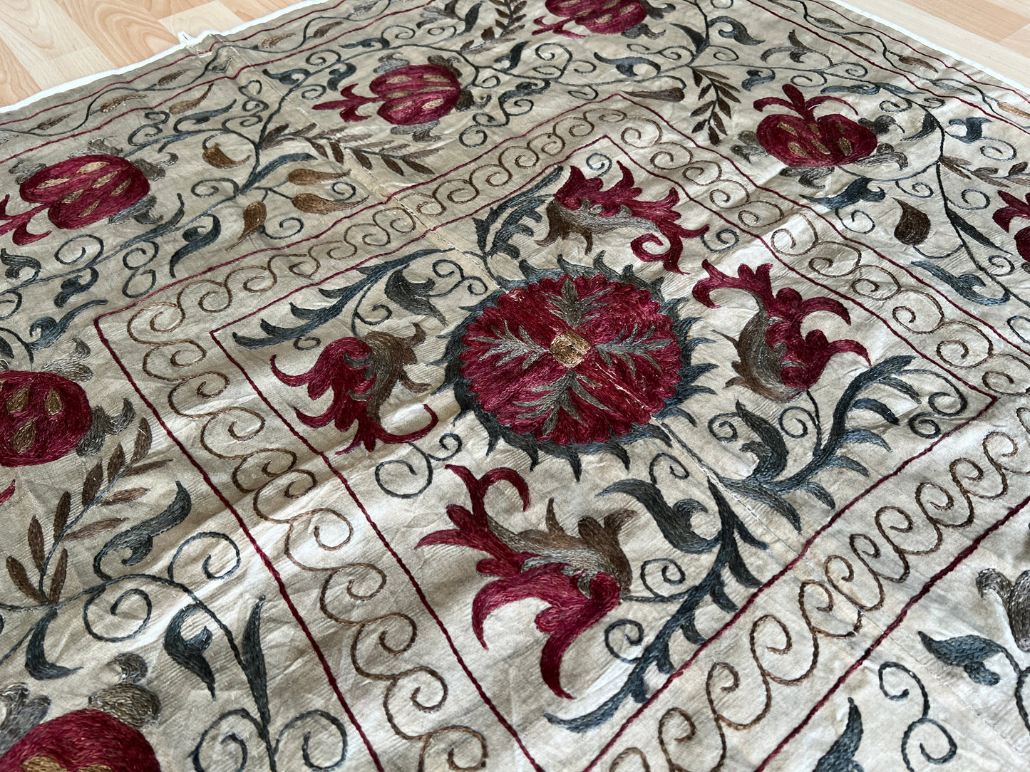 Suzani Antique Hand Embroidered Silk