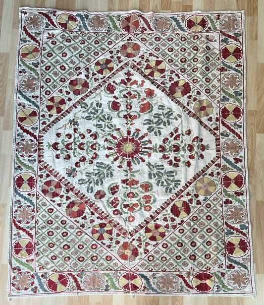 Suzani Antique Hand Embroidered Silk