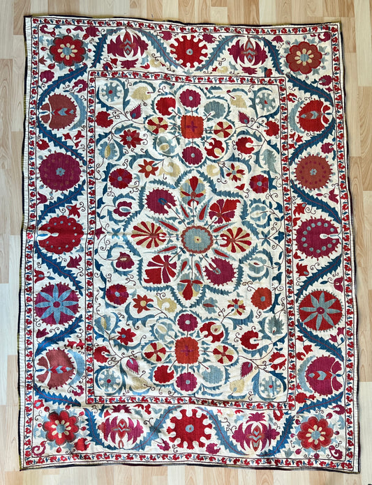 Suzani Antique Hand Embroidered Silk
