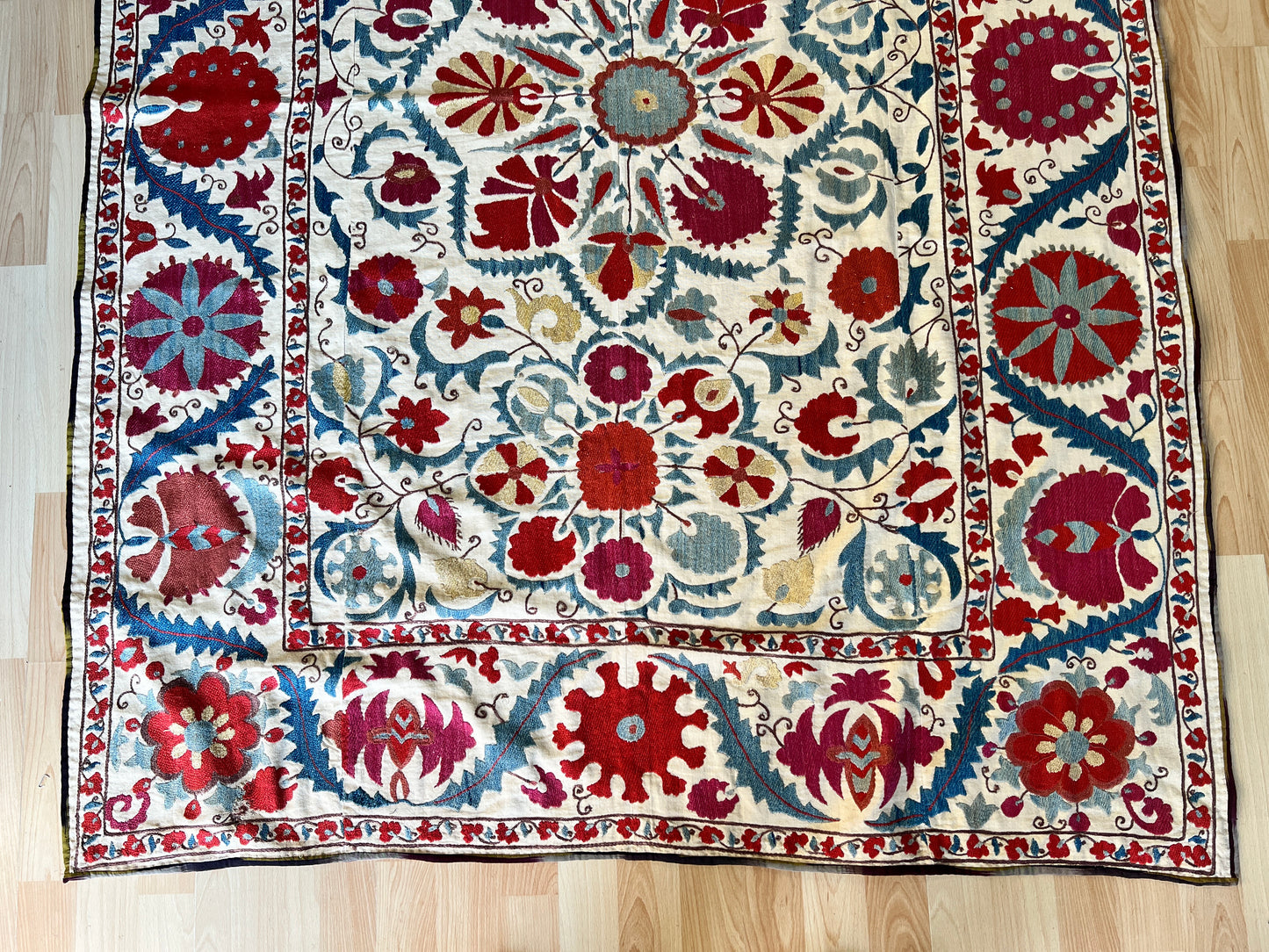 Suzani Antique Hand Embroidered Silk