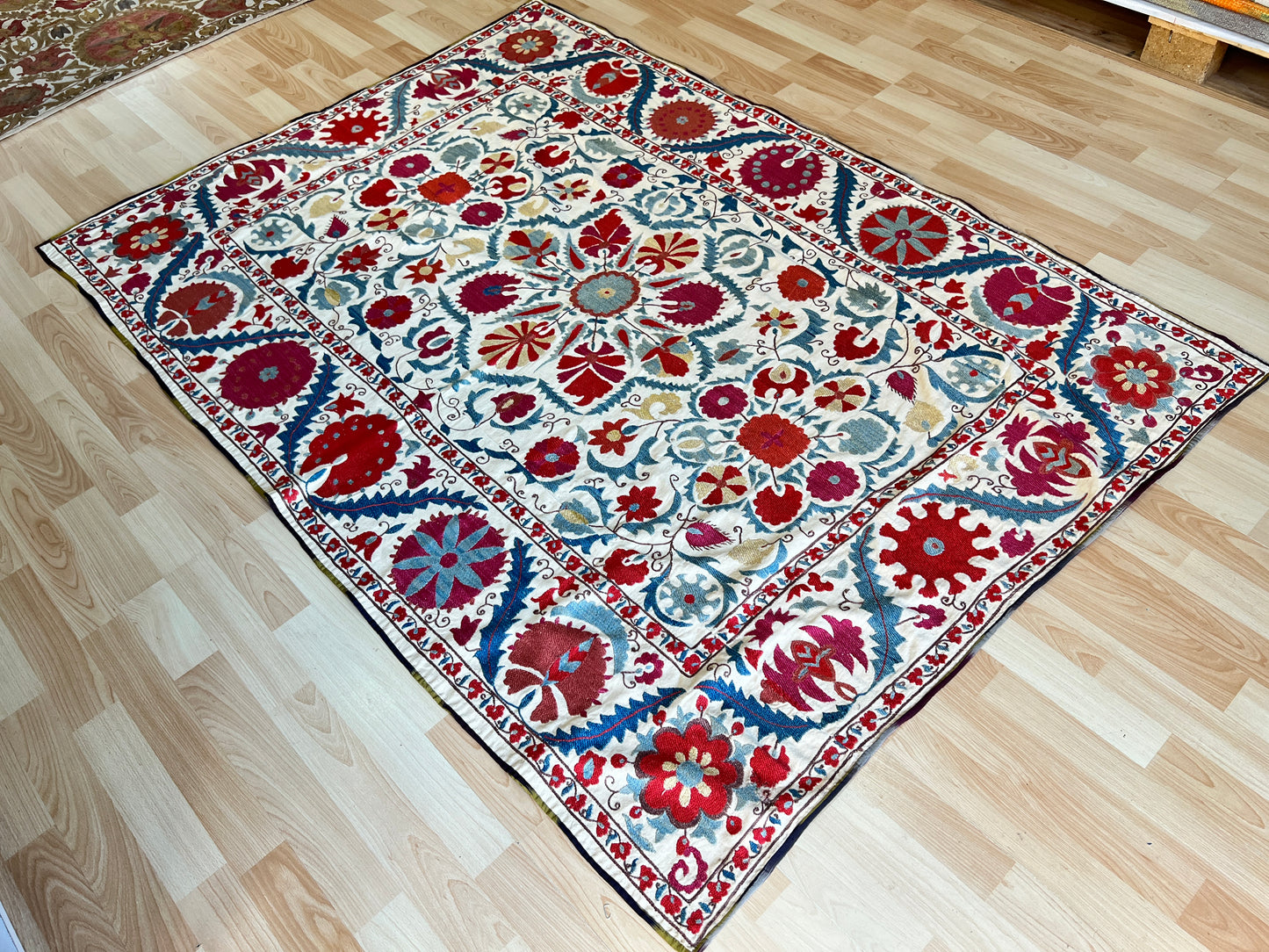 Suzani Antique Hand Embroidered Silk
