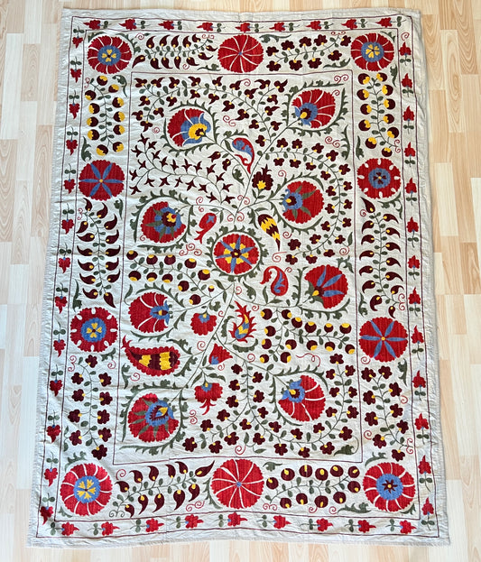 Suzani Antique Hand Embroidered Silk