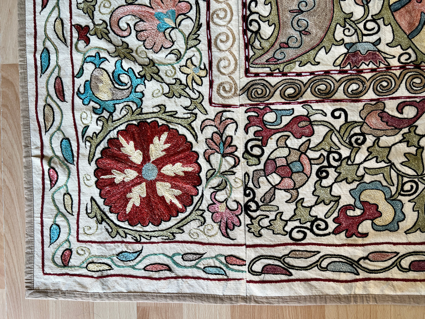 Suzani Antique Hand Embroidered Silk