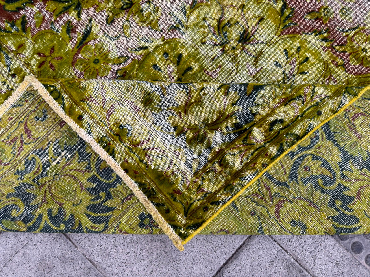 Overdyed Vintage Hand knotted Rug (355x265cm)