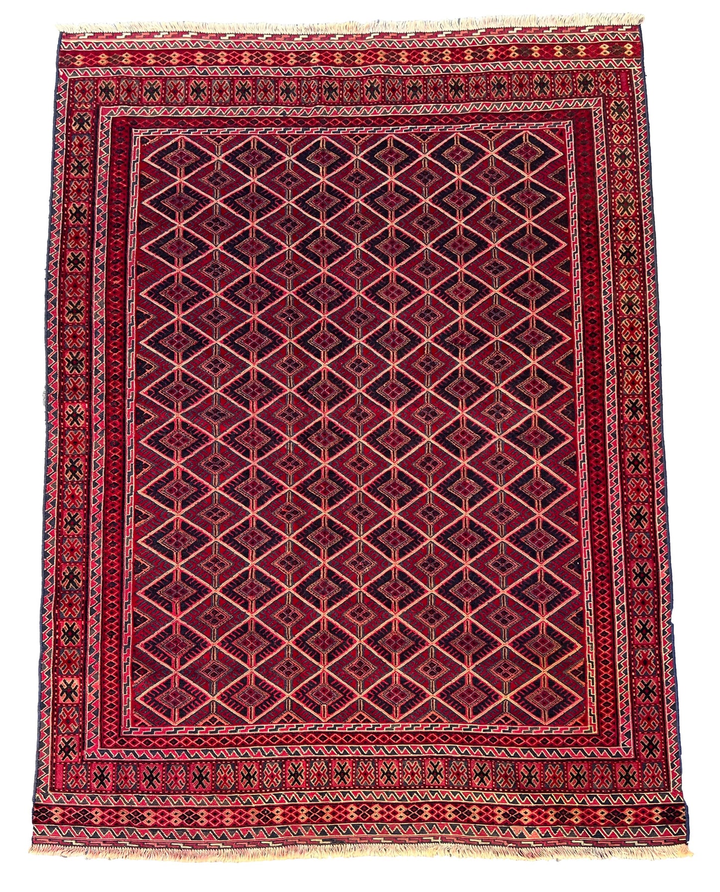 Afghan Tribal Mushwani flat woven kilim.