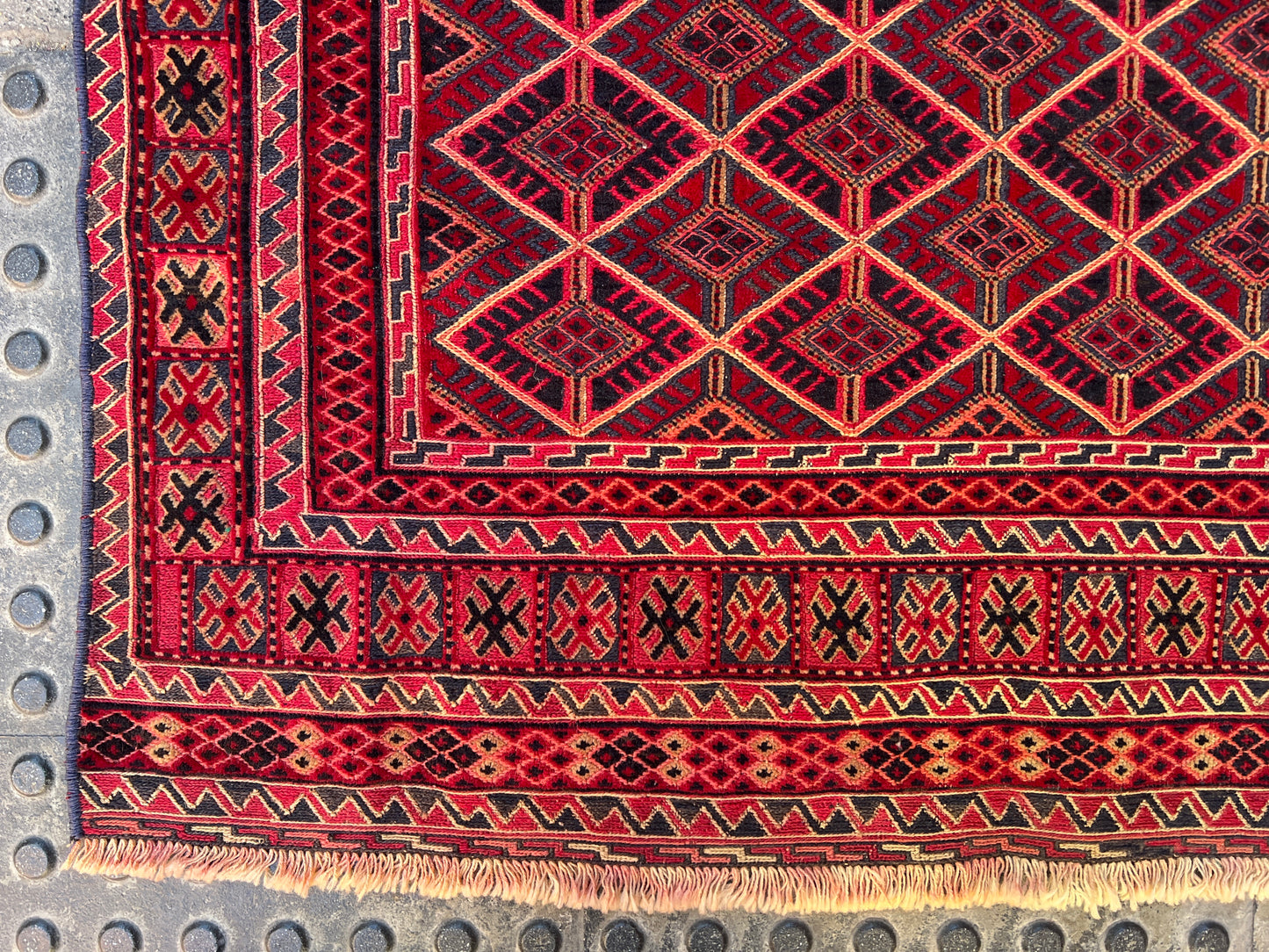 Afghan Tribal Mushwani flat woven kilim.