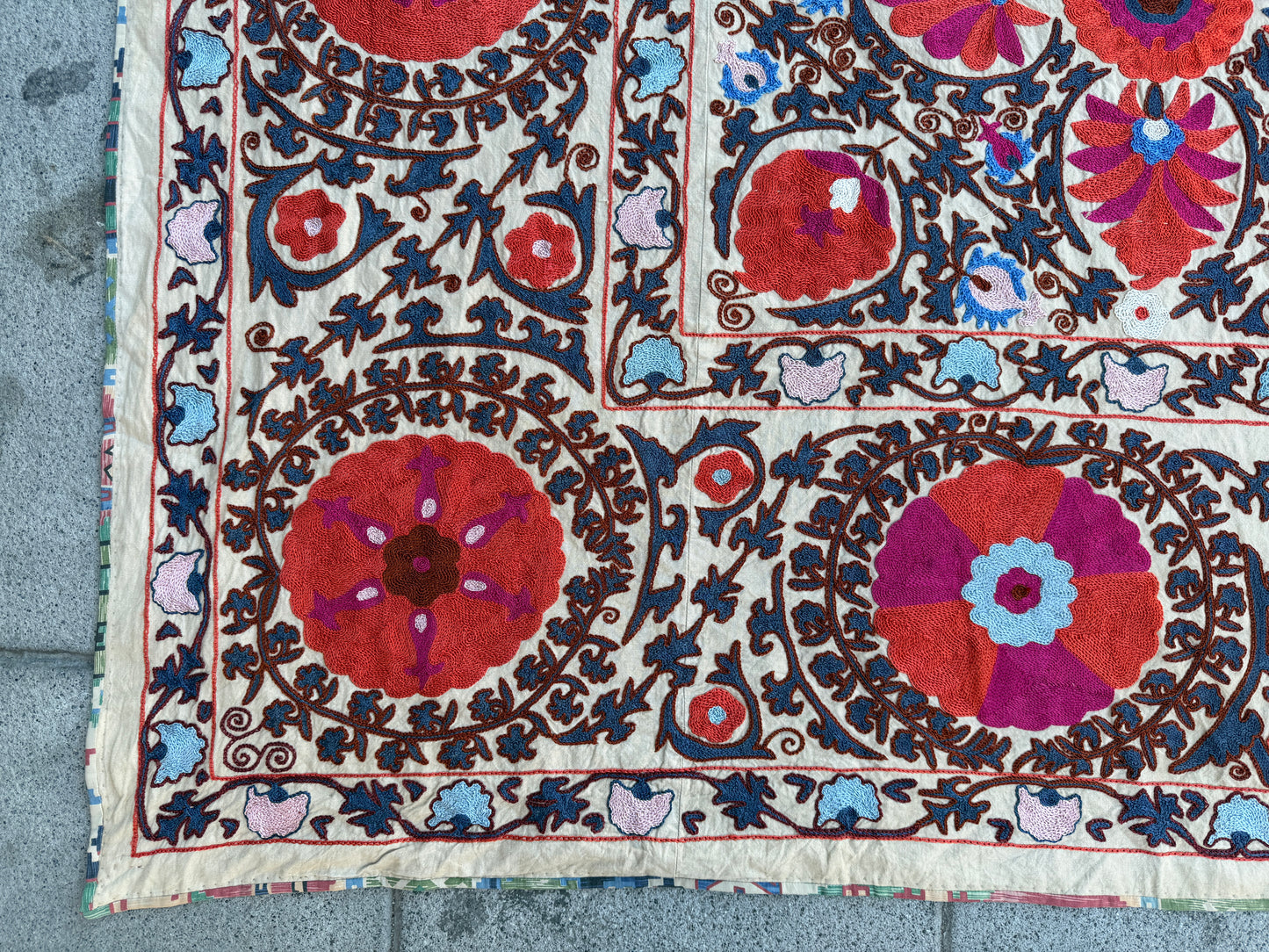 Vintage Silk Suzani Hand Embroidered