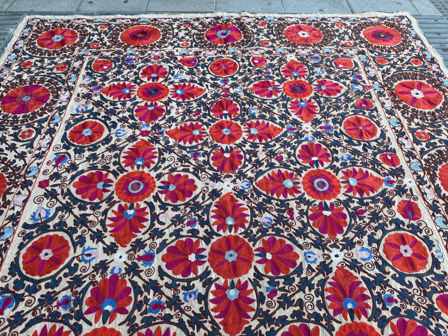 Vintage Silk Suzani Hand Embroidered