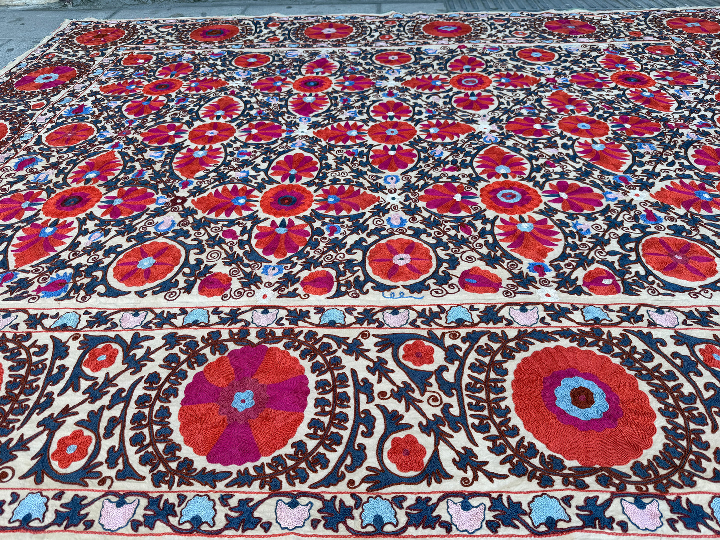 Vintage Silk Suzani Hand Embroidered
