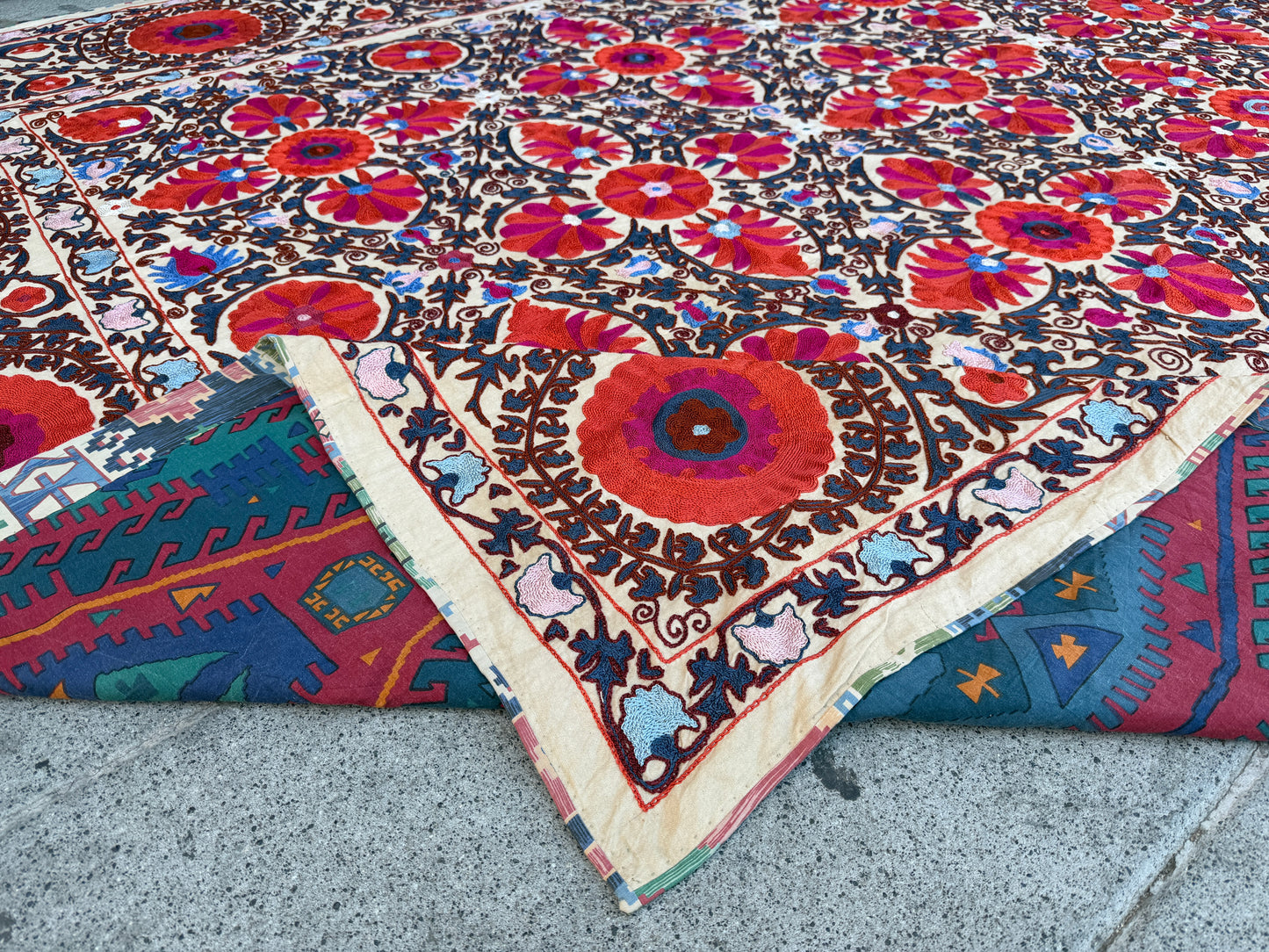 Vintage Silk Suzani Hand Embroidered