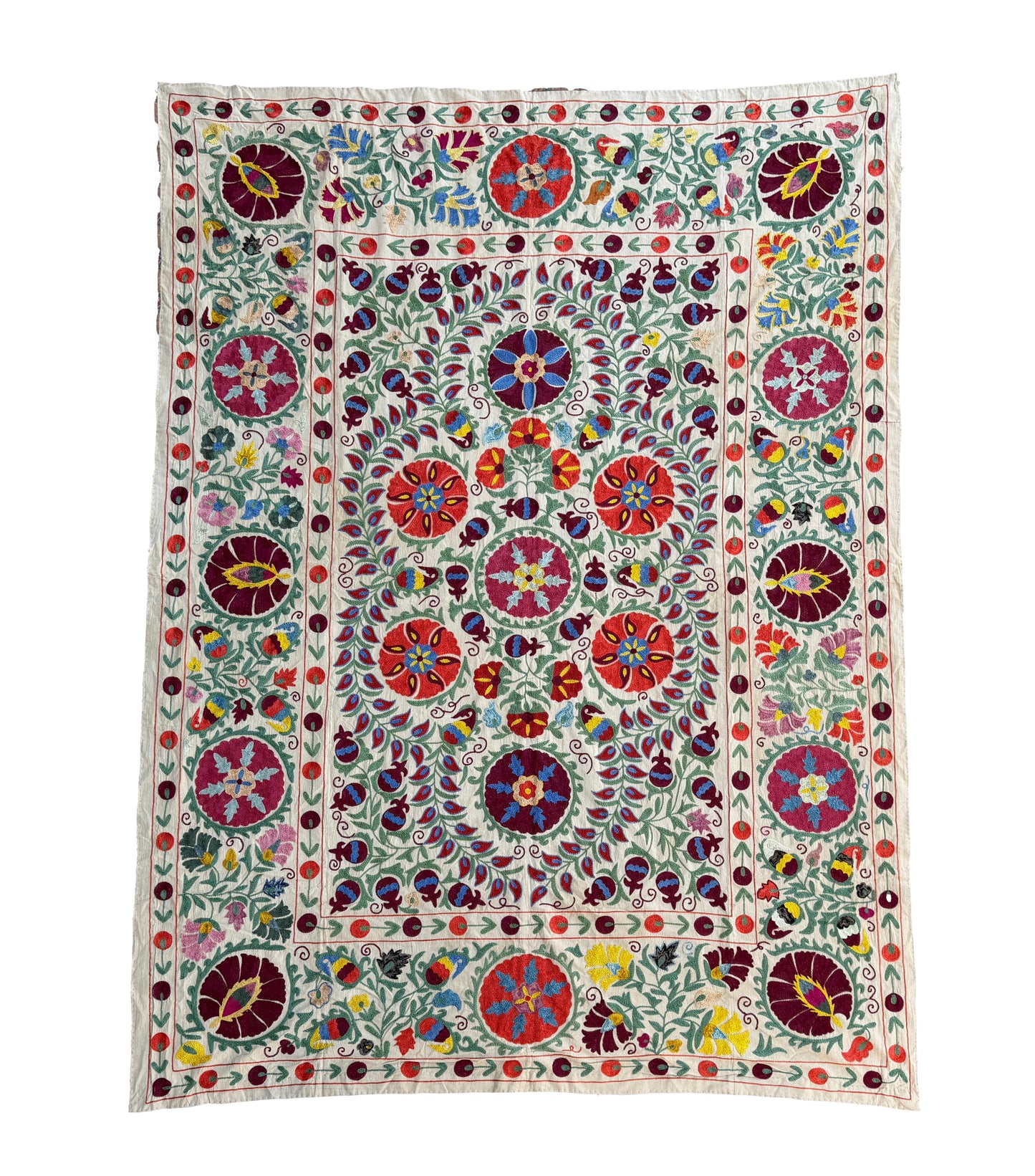 Vintage Silk Suzani Hand Embroidered
