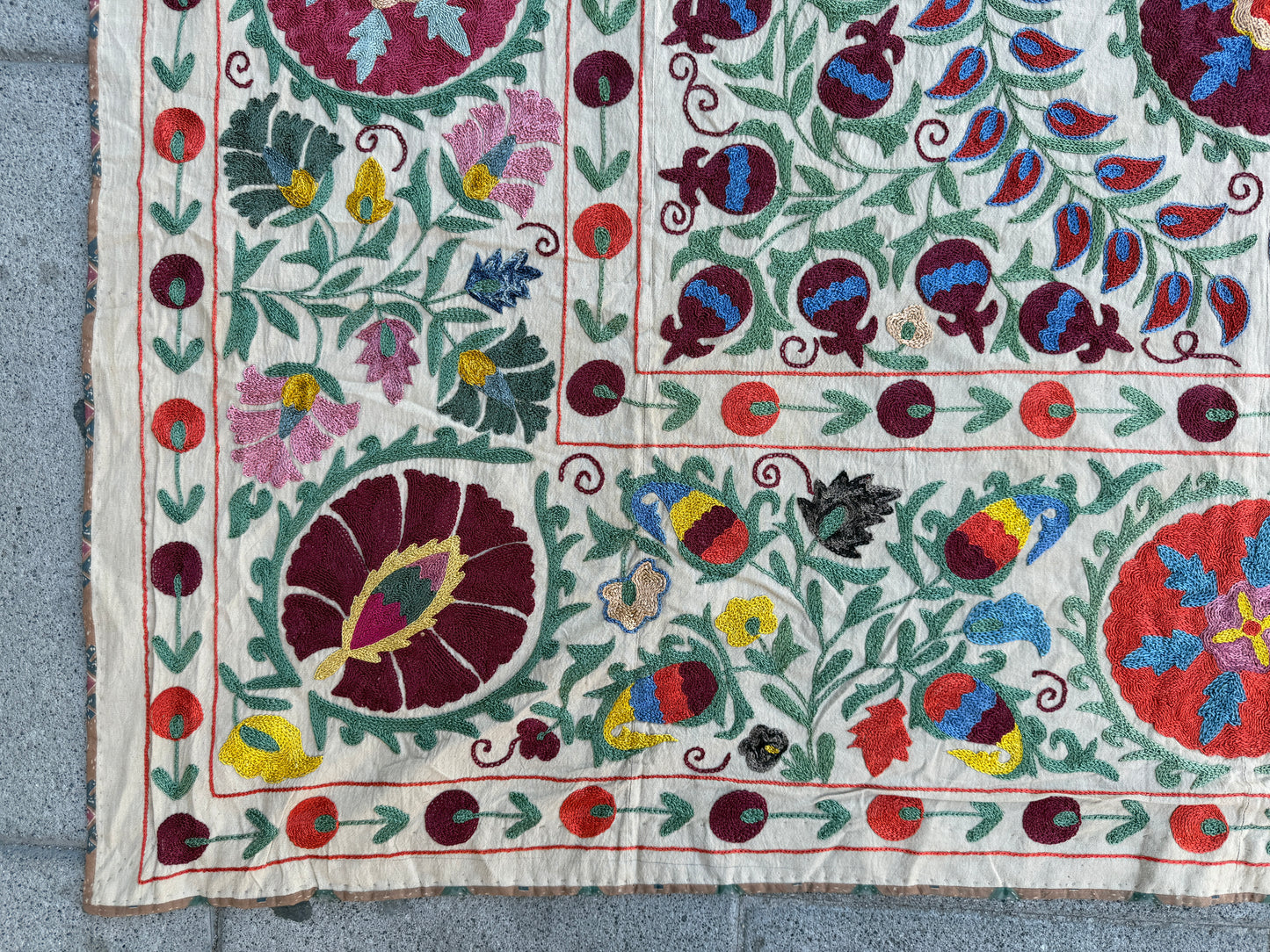 Vintage Silk Suzani Hand Embroidered
