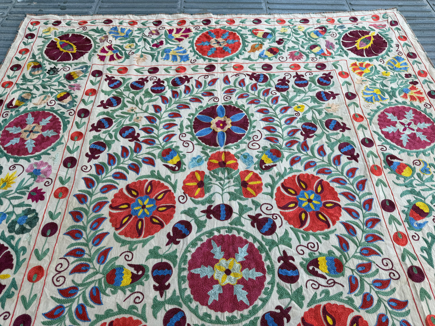 Vintage Silk Suzani Hand Embroidered