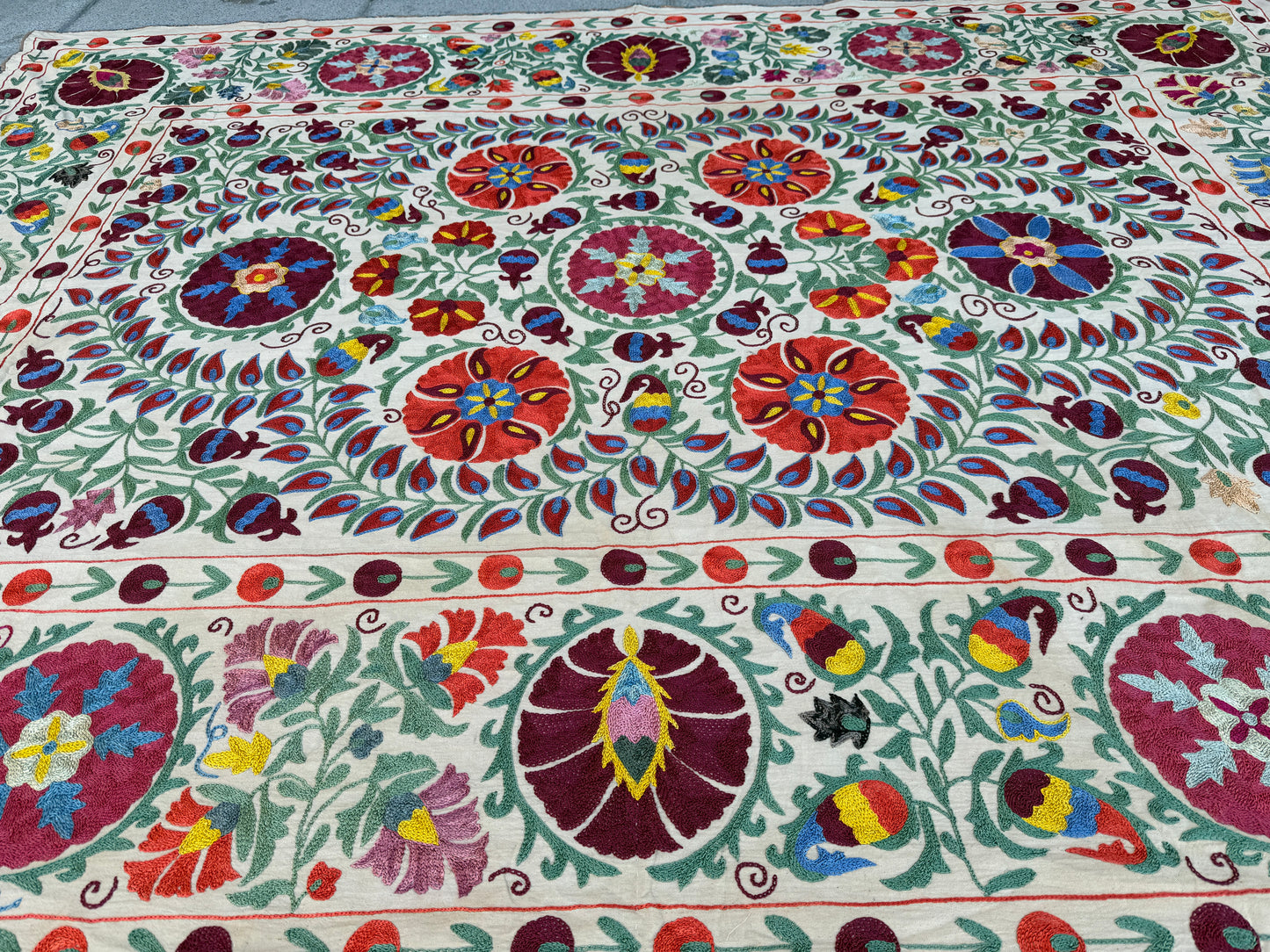 Vintage Silk Suzani Hand Embroidered