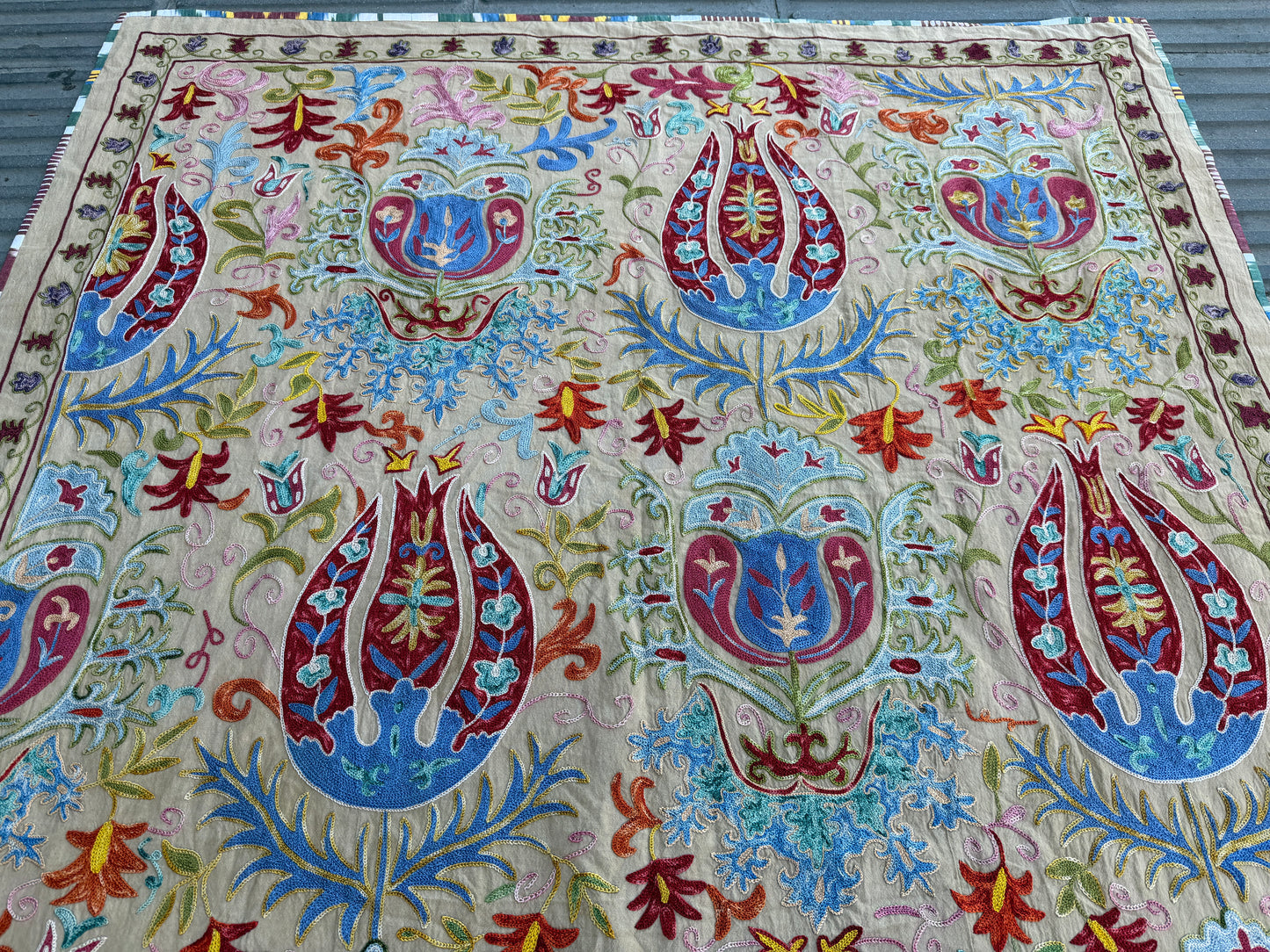 Vintage Silk Suzani Hand Embroidered