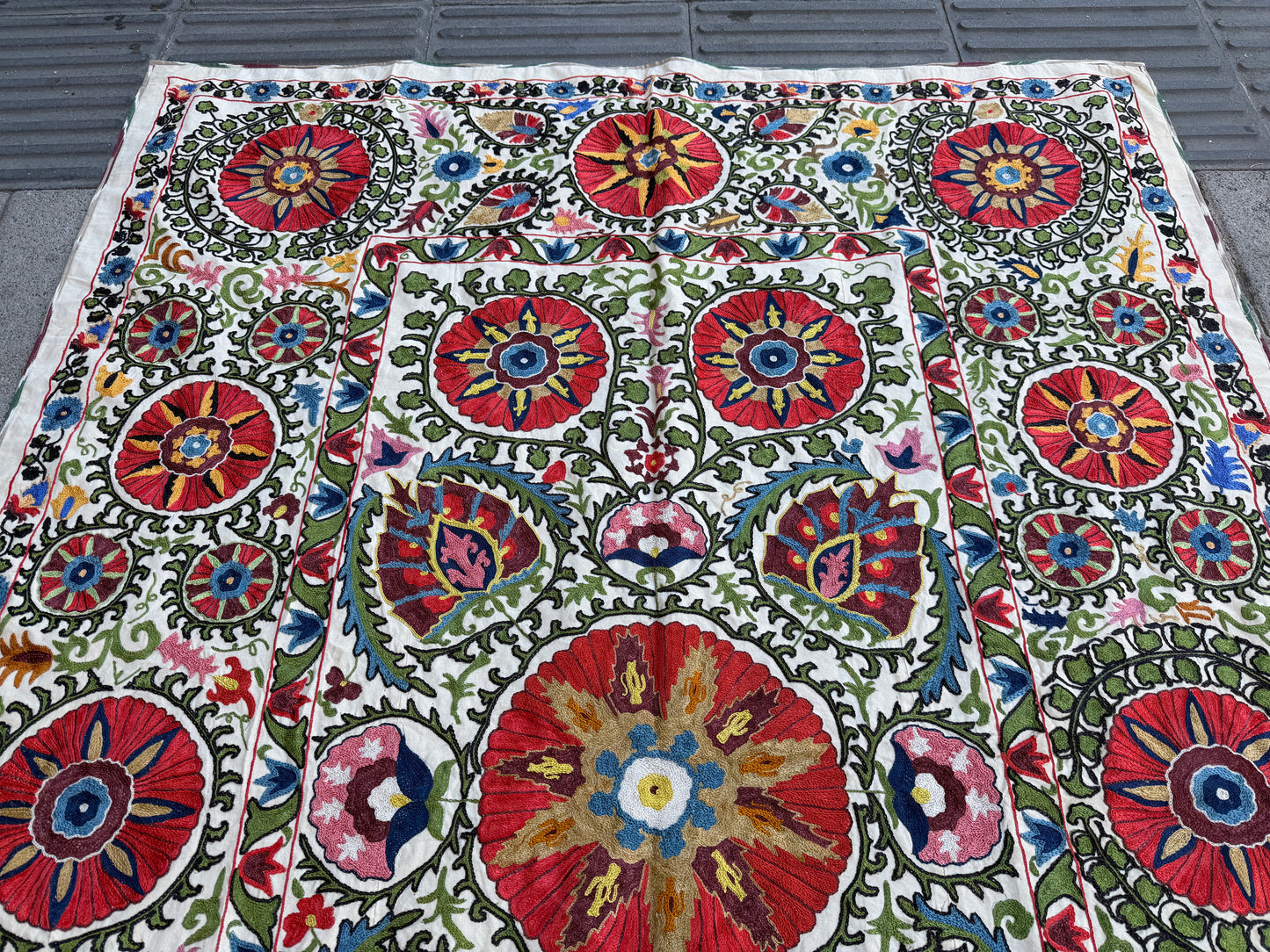 Vintage Silk Suzani Hand Embroidered