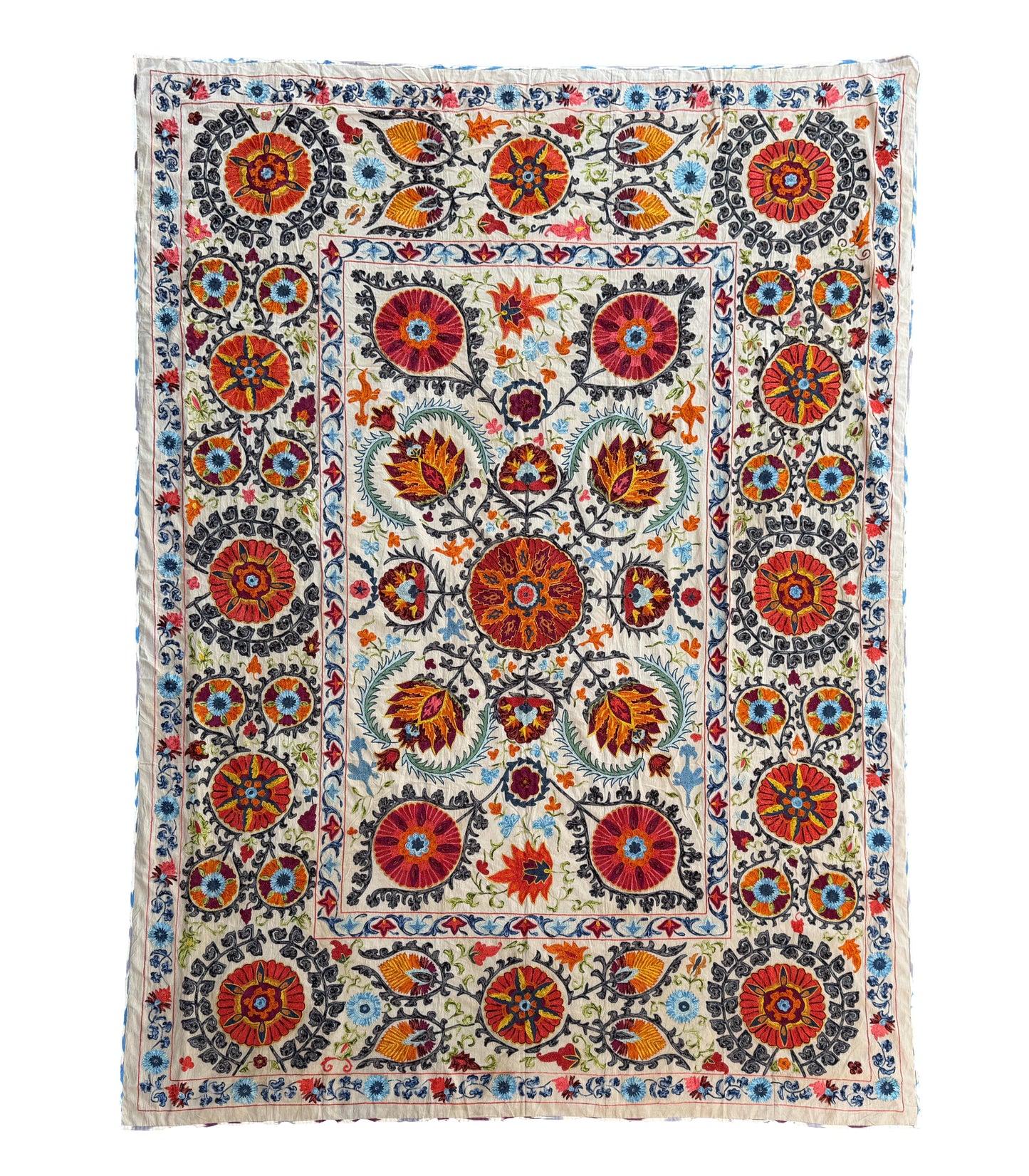 Vintage Silk Suzani Hand Embroidered