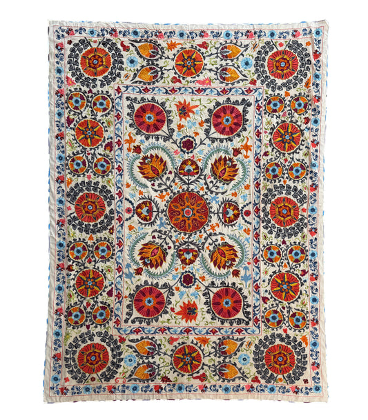 Vintage Silk Suzani Hand Embroidered