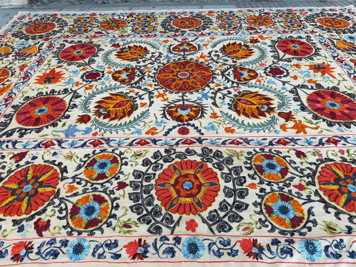 Vintage Silk Suzani Hand Embroidered