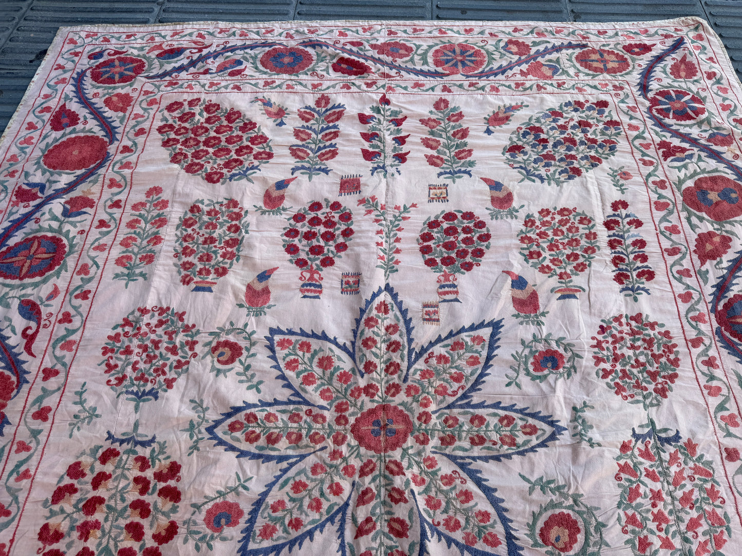 Vintage Silk Suzani Hand Embroidered