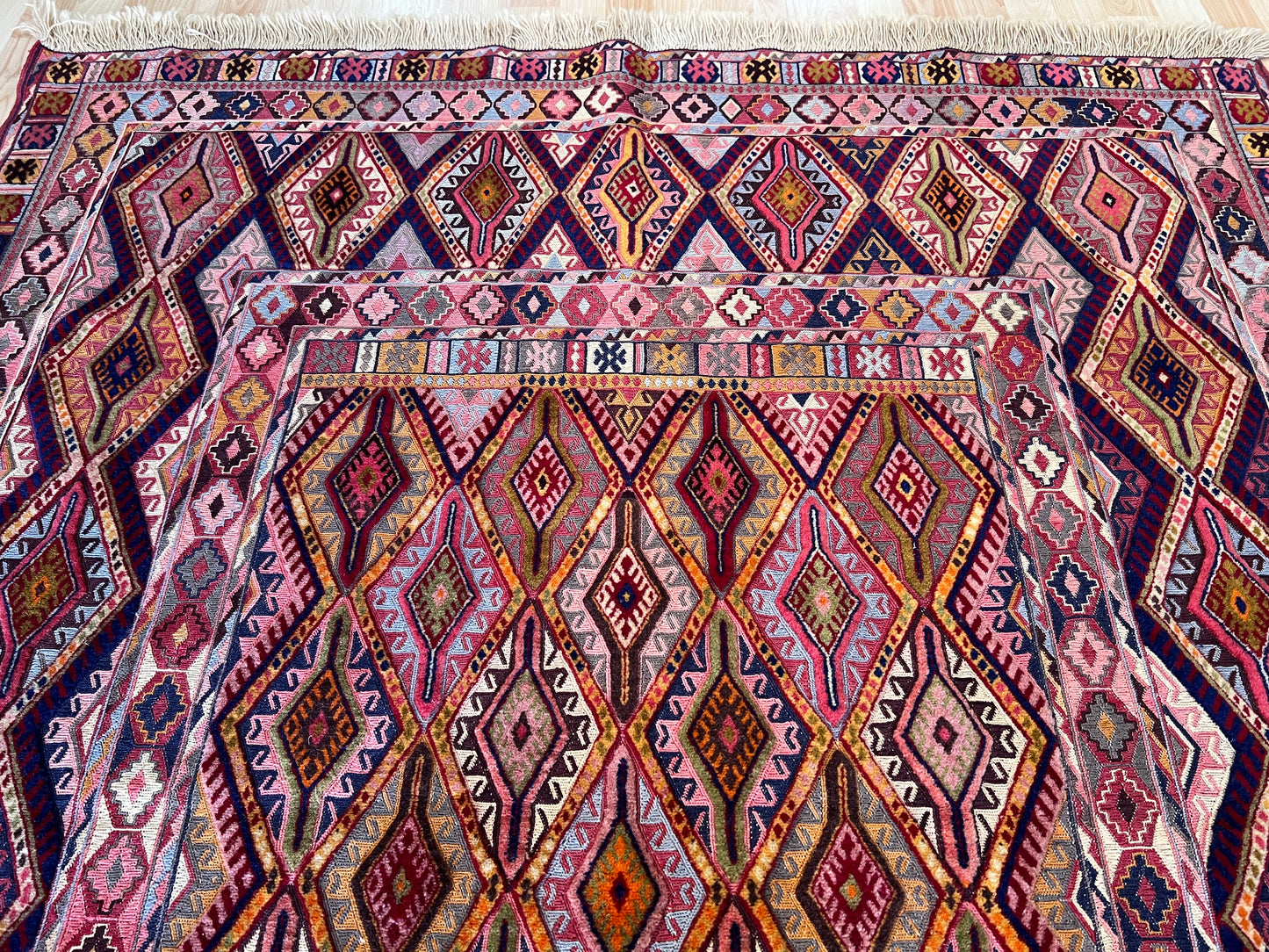 Afghan Tribal Mushwani flat woven kilim.